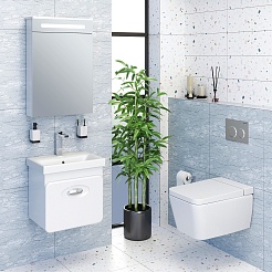 Runo Тумба с раковиной Капри 50 подвесная белая – фотография-6