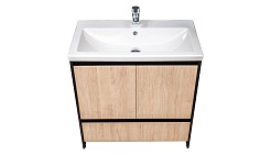 Velvex Мебель для ванной напольная Klaufs 90 черная/дерево – фотография-9