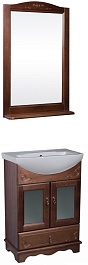 Bas Мебель для ванной Варна 65 орех, вставки стекло, ящик, зеркало – фотография-1