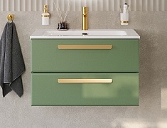 Cezares Тумба с раковиной Eco Cer-N 80 фисташковый софт CZR-8073-80 ручки сатиновое золото