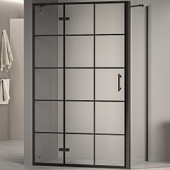 RGW Душевой уголок Passage PA-77B L (PA-07B L + Z-050-2B + держатель O-204B) 120x100 L профиль черный стекло прозрачное с рисунком – фотография-1