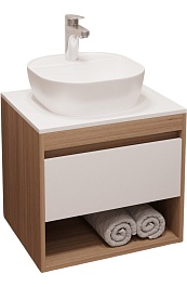 Teymi Тумба с раковиной Ritta 75 дуб эврика/белый матовый T60521 раковина T50207 – фотография-1