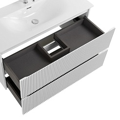 BelBagno Тумба с раковиной Uno 100 подвесная Bianco Opaco с раковиной BB-8099-100 – фотография-4