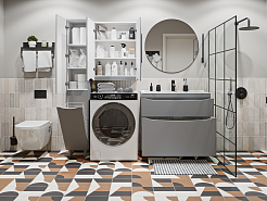 Vivon Шкаф-пенал Ostin 30L с бельевой корзиной серый матовый – фотография-8