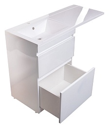 Style Line Тумба с раковиной Даймонд 120 L glass, Люкс белая, PLUS – фотография-5