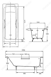 Jacob Delafon Ванна чугунная Parallel 170х70 E2948 – фотография-3