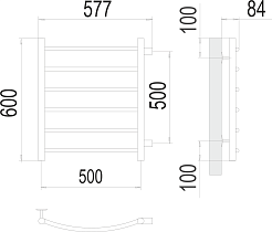 Terminus Полотенцесушитель водяной Классик П6 500x600 БП500 хром – фотография-3