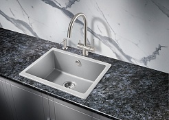 Milacio Мойка кухонная Leon 55 Cuarzo серая металлик – фотография-5