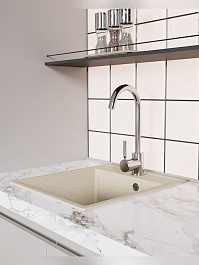 Teymi Мойка кухонная Helmi Smart 42 кварцевая бежевая матовая – фотография-8