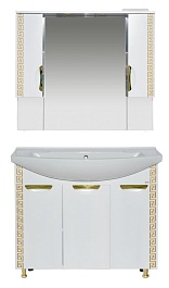 Misty Зеркало-шкаф Престиж 105 белый/золотая патина – фотография-6