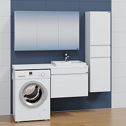СанТа Мебель для ванной под стиральную машину Марс 130 R 1 ящик подвесная белая – фотография-2