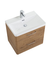 BelBagno Тумба с раковиной Due 60 подвесная Rovere Nature ручки Матовый атласный никель – фотография-6