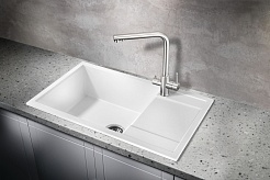 Milacio Мойка кухонная Navarra 78 Cuarzo белая – фотография-4