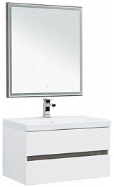 Aquanet Комплект мебели Беркли 80 белый глянец/дуб рошелье – фотография-1