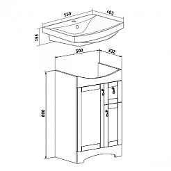 Runo Тумба с раковиной Мерида 55 – фотография-3