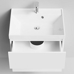 Водолей Тумба с раковиной Бест 60 подвесная белая – фотография-5