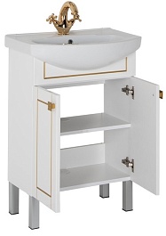 Aquanet Тумба с раковиной "Честер 60" белый/золото – фотография-4
