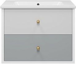 Brevita Тумба под раковину Анастейша 80 подвесная серая/белая – фотография-1