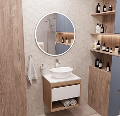 Teymi Тумба с раковиной Ritta 65 дуб эврика/белый матовый T60520 раковина T50505 – фотография-9