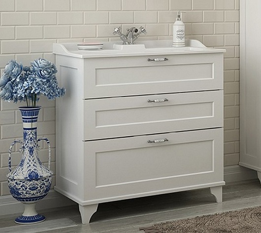 Акватон Тумба с раковиной "Леон 80 Н" дуб белый – фото-1