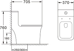 Azario Унитаз-моноблок Gressa AZ-1111MB безободковый с бачком с сиденьем микролифт черный матовый – фотография-10