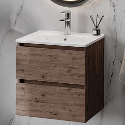 Teymi Тумба с раковиной Laina 50 подвесная дуб темный – фотография-4