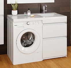 Mixline Тумба с раковиной Созвездие 110 R под стиральную машину белая – фотография-3