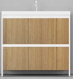 Velvex Мебель для ванной напольная Klaufs 90 белая/дерево, 2 ящика – фотография-4