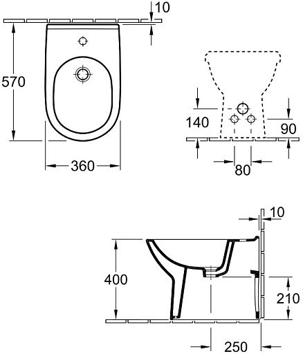 Villeroy & Boch Биде напольное O'Novo 5461 0001 – картинка-3