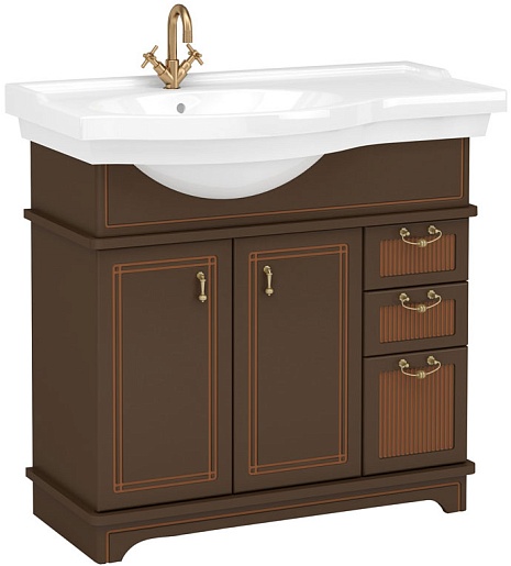 Aquanet Тумба с раковиной "Луис 90" L темный орех (176988) – фото, картинка, фотография-1