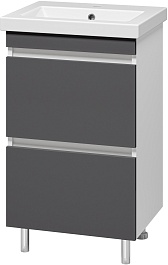 Misty Тумба под раковину Майна 50 2 ящика графит/белая – фотография-2