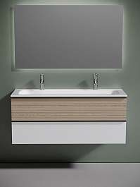 Sancos Мебель для ванной Delta 120 для двоих дуб светлый/белый – фотография-1