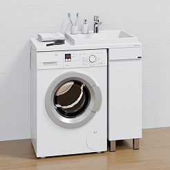 СанТа Тумба с раковиной под стиральную машину Марс 90 R белая/светлое дерево – фотография-2