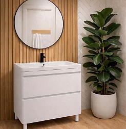 Vivon Тумба с раковиной Atwood 90 напольная белая матовая – фотография-17