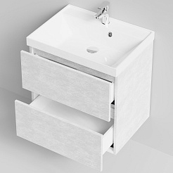 Водолей Тумба с раковиной Бест 60 подвесная белый камень – фотография-5