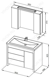 Aquanet Зеркальный шкаф "Тиана 90" светлый дуб – фотография-3
