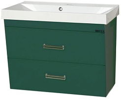 Misty Тумба с раковиной Джулия QVATRO 65 подвесная конус зеленая – фотография-1