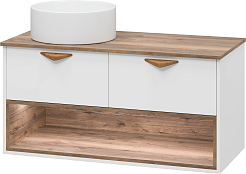 Brevita Тумба под раковину Bergen 105 подвесная дуб галифакс олово/белая – фотография-5