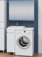 СанТа Мебель для ванной под стиральную машину Марс 90 L с зеркальным шкафом Стандарт 90 белая