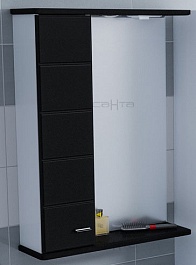 СанТа Зеркальный шкаф Омега 60 L черный – фотография-1