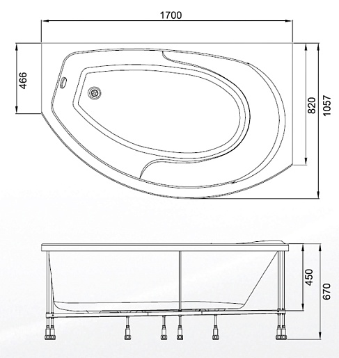 Akrilan Акриловая ванна Laguna del AGNIA 170 R – фотография-6