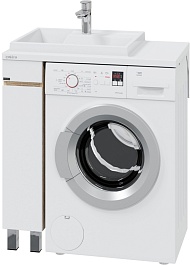 СанТа Тумба с раковиной под стиральную машину Марс 80 L белая/янтарное дерево – фотография-1