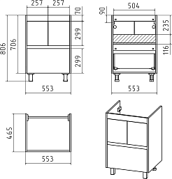 Misty Тумба с раковиной Алиса 58, 1 ящик, напольная – фотография-6
