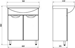 ASB-Mebel Тумба с раковиной Мессина 70/2 белая – фотография-6