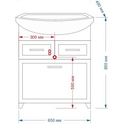 Misty Тумба с раковиной Стелла 65 2 ящика с б/к – фотография-6