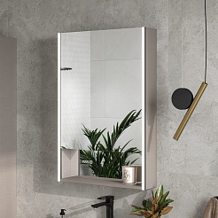 Equil Зеркальный шкаф Ferro 60 R с часами лен антрацит – фотография-4