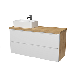 Зов Тумба под раковину Дион 120 подвесная матовая белая/дуб – фотография-4