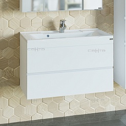 СанТа Тумба с раковиной Марс 80 подвесная, 2 ящика – фотография-1