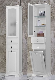 Opadiris Шкаф-пенал для ванной Риспекто 40 L белый, с бельевой корзиной – фотография-2