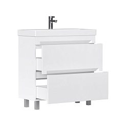 Equil Тумба под раковину Corner 80 2 ящика напольная белая – фотография-2